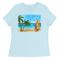 Baby Blue beach background Ladies Tee - HRA Design Shop