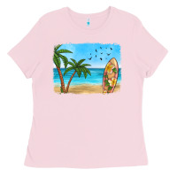 Bubblegum Pink beach background Ladies Tee - HRA Design Shop