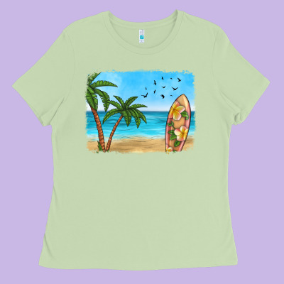 Beach Background Ladies Tee Designed By Hra Design Shop