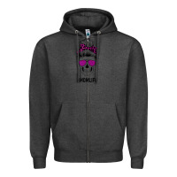 Charcoal Heather Purple Glitter, Leopard Patterned Mom Skull Zipper Hoodie - Bettercallsaul