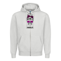 Dove Grey Purple Glitter, Leopard Patterned Mom Skull Zipper Hoodie - Bettercallsaul