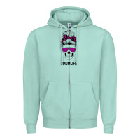 Purple Glitter, Leopard Patterned Mom Skull Zipper Hoodie | Teevron