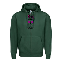 Sports Green Purple Glitter, Leopard Patterned Mom Skull Zipper Hoodie - Bettercallsaul
