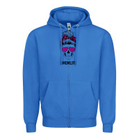True Royal Purple Glitter, Leopard Patterned Mom Skull Zipper Hoodie - Bettercallsaul