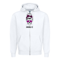 White Purple Glitter, Leopard Patterned Mom Skull Zipper Hoodie - Bettercallsaul
