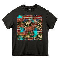 Asphalt hunting deer american flag seamless pattern Heavy Core Tee - HRA Design Shop
