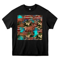 Black hunting deer american flag seamless pattern Heavy Core Tee - HRA Design Shop
