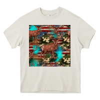Cream hunting deer american flag seamless pattern Heavy Core Tee - HRA Design Shop