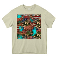 Mossy hunting deer american flag seamless pattern Heavy Core Tee - HRA Design Shop