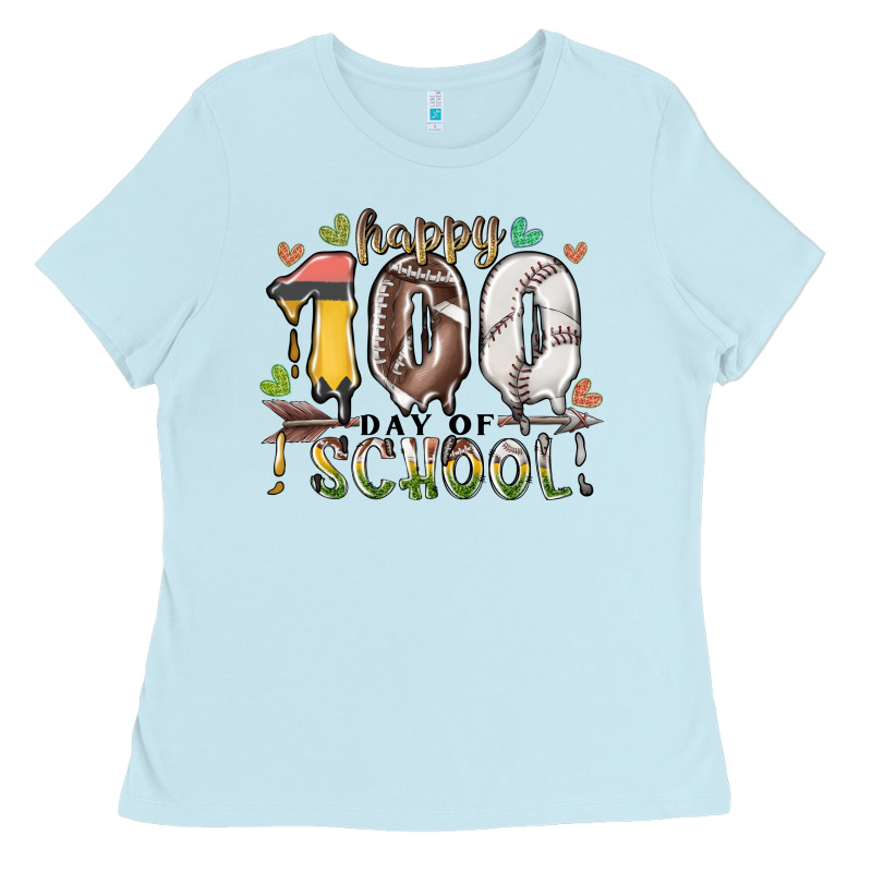 Happy 100 Day Of School American Football Baseball Ladies Tee by RacoonDesign | Teevron