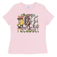 Bubblegum Pink happy 100 day of school american football baseball Ladies Tee - RacoonDesign