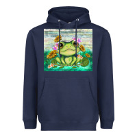Navy frog with sunflower Heavyweight Hoodie - TumblerDesignByShophia