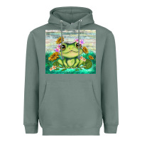 Sage frog with sunflower Heavyweight Hoodie - TumblerDesignByShophia