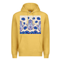 Antique Gold evil eyes with white wooden pattern Premium Hoodie - TumblerDesignByShophia