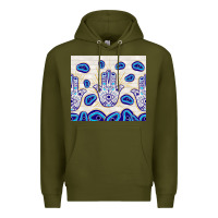 Army Green evil eyes with white wooden pattern Premium Hoodie - TumblerDesignByShophia