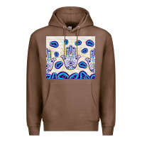 Chestnut evil eyes with white wooden pattern Premium Hoodie - TumblerDesignByShophia