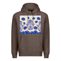 Coffee evil eyes with white wooden pattern Premium Hoodie - TumblerDesignByShophia