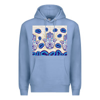 Colony Blue evil eyes with white wooden pattern Premium Hoodie - TumblerDesignByShophia