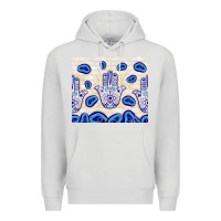 Dove Grey evil eyes with white wooden pattern Premium Hoodie - TumblerDesignByShophia