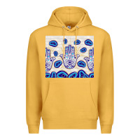 Mustard evil eyes with white wooden pattern Premium Hoodie - TumblerDesignByShophia