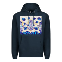 Navy evil eyes with white wooden pattern Premium Hoodie - TumblerDesignByShophia