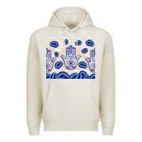 Oatmeal Heather evil eyes with white wooden pattern Premium Hoodie - TumblerDesignByShophia