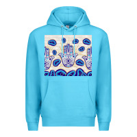 Ocean Blue evil eyes with white wooden pattern Premium Hoodie - TumblerDesignByShophia