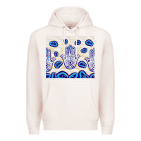 Pale Pink evil eyes with white wooden pattern Premium Hoodie - TumblerDesignByShophia