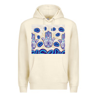 Sandshell evil eyes with white wooden pattern Premium Hoodie - TumblerDesignByShophia