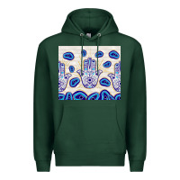Sports Green evil eyes with white wooden pattern Premium Hoodie - TumblerDesignByShophia