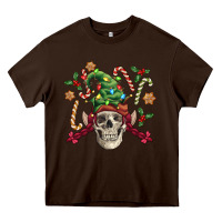 Chocolate Brown elf skull Heavy Core Tee - FaDigitalArtStudio