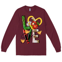 Burgundy teacher love nca Long Sleeve Tee - NancyCooperArtShop