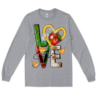 Heather Grey teacher love nca Long Sleeve Tee - NancyCooperArtShop