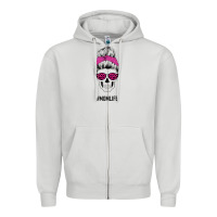Dove Grey Pink Glitter, Leopard Pattern Mom Skull Zipper Hoodie - Bettercallsaul