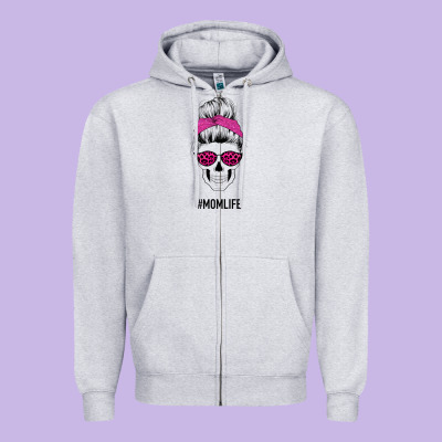 Pink Glitter, Leopard Pattern Mom Skull Zipper Hoodie Designed By Bettercallsaul
