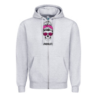 Heather Grey Pink Glitter, Leopard Pattern Mom Skull Zipper Hoodie - Bettercallsaul