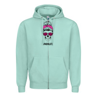 Seafoam Pink Glitter, Leopard Pattern Mom Skull Zipper Hoodie - Bettercallsaul