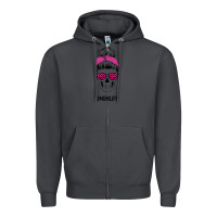 Smoke Pink Glitter, Leopard Pattern Mom Skull Zipper Hoodie - Bettercallsaul
