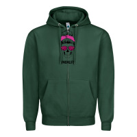 Sports Green Pink Glitter, Leopard Pattern Mom Skull Zipper Hoodie - Bettercallsaul