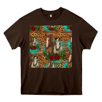 Chocolate Brown horses with roses seamless pattern Heavy Core Tee - HRA Design Shop