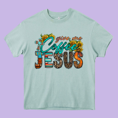 Give Me Coffee Jesus Heavy Core Tee Designed By Racoondesign