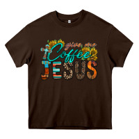 Chocolate Brown give me coffee jesus Heavy Core Tee - RacoonDesign