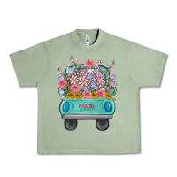 Oil Green truck with flowers Urban Heavy Tee - MaliasSmallBusiness