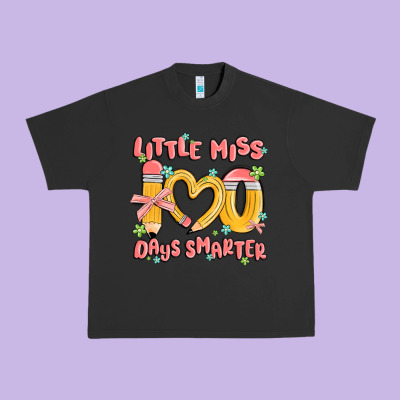 Little Miss 100 Days Smarter Urban Heavy Tee Designed By Maliassmallbusiness