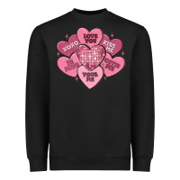 Black valentines conversation hearts Heavyweight Sweatshirt - MaliasSmallBusiness