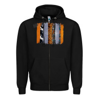 Black Western Cowhide Glitter Aztec Leopard Pattern Brushstroke Zipper Hoodie - Bettercallsaul