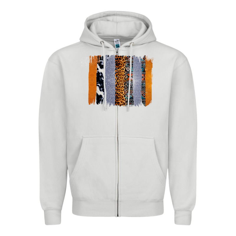 Western Cowhide Glitter Aztec Leopard Pattern Brushstroke Zipper Hoodie by Bettercallsaul | Teevron