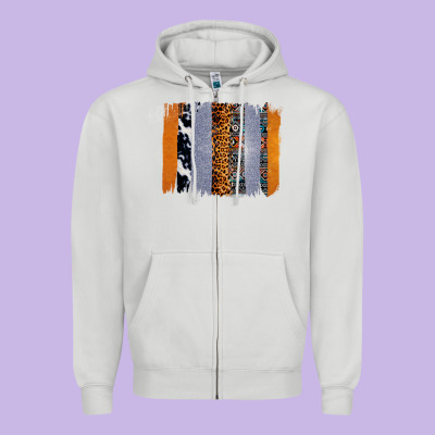 Western Cowhide Glitter Aztec Leopard Pattern Brushstroke Zipper Hoodie Designed By Bettercallsaul