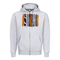 Heather Grey Western Cowhide Glitter Aztec Leopard Pattern Brushstroke Zipper Hoodie - Bettercallsaul