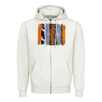 Oatmeal Heather Western Cowhide Glitter Aztec Leopard Pattern Brushstroke Zipper Hoodie - Bettercallsaul